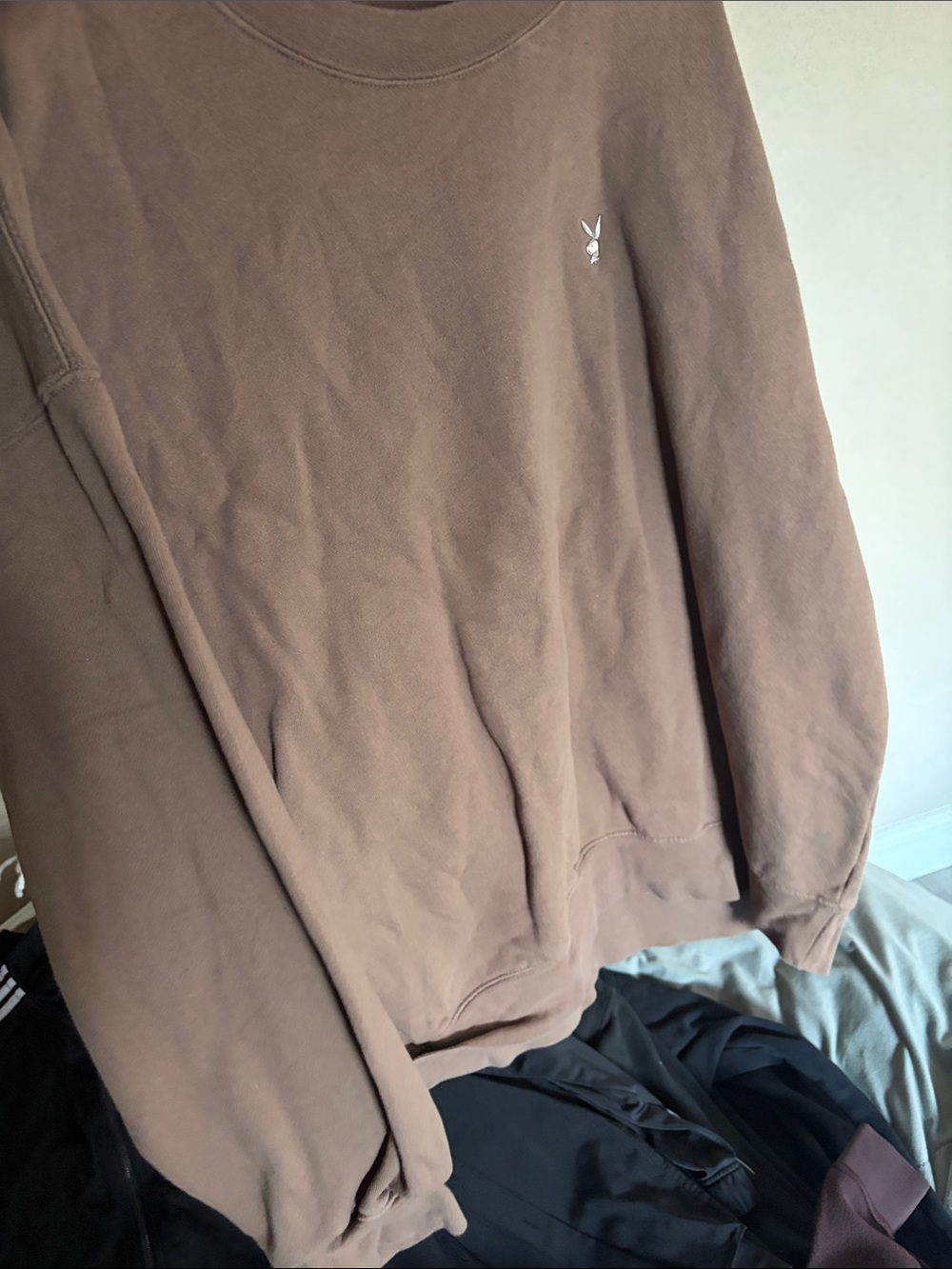 PLAYBOY Brown Crewneck Sweatshirt with Small Logo